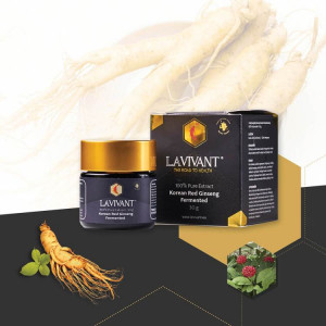 Extract de Ginseng Rosu Coreean Fermentat LAVIVANT, 30g, 80mg/g Ginsenoside