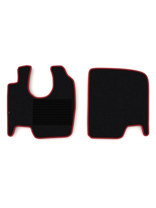 Set 2 covorase camion F-Core, velur, pentru MERCEDES ATEGO, ATEGO 2, ATEGO 3, AXOR, 1998+, Negru - Rosu