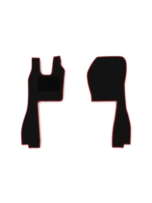 Set 2 covorase camion F-Core, velur, pentru SCANIA L,P,G,R,S, P,G,R,T, scaun pasager pneumatic, 2010+, Negru - Rosu