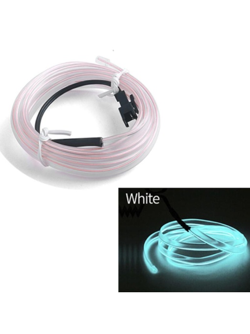 Fir Neon Auto "EL Wire" culoare Alba, lungime 2M, alimentare 12V, droser inclus
