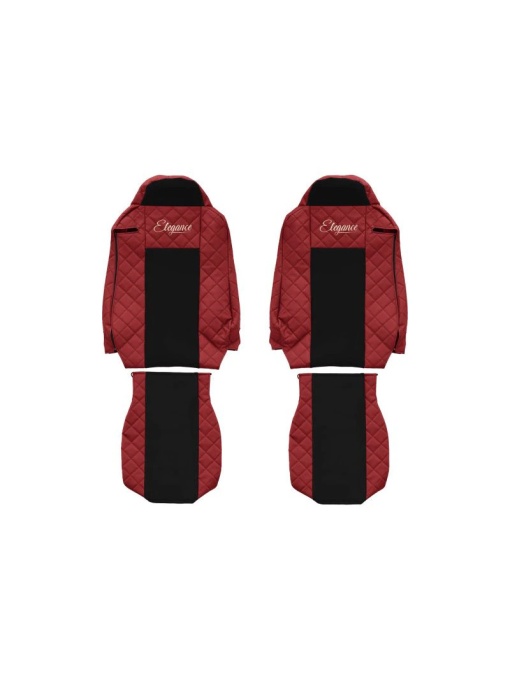 Set 2 huse scaun camion F-Core, Piele-ECO, pentru IVECO STRALIS, Rosu/ Negru