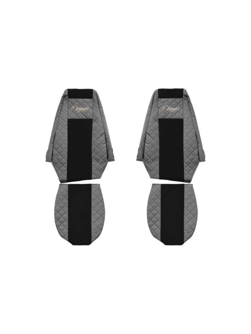 Set 2 huse scaun camion F-Core, Piele-ECO, pentru RENAULT PREMIUM, Gri/ Negru