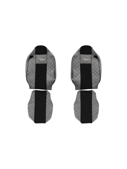 Set 2 huse scaun camion F-Core, Piele-ECO, pentru Renault T, Gri/ Negru