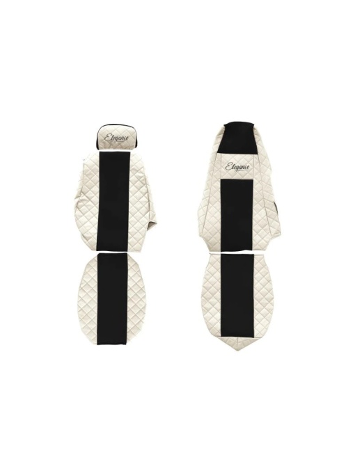 Set 2 huse scaun camion F-Core, Piele-ECO, pentru SCANIA P,G,R,T, Bej/ Negru, tetiera pasager ajustabila