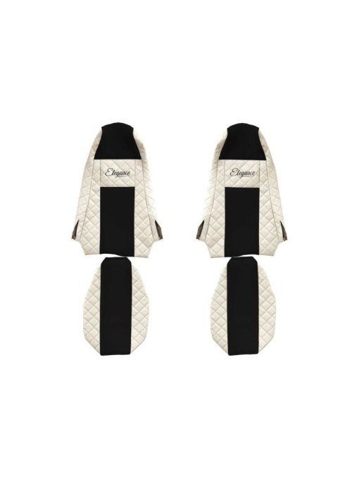 Set 2 huse scaun camion F-Core, Piele-ECO, pentru SCANIA P,G,R,T, cabina STREAMLINE, Bej/ Negru