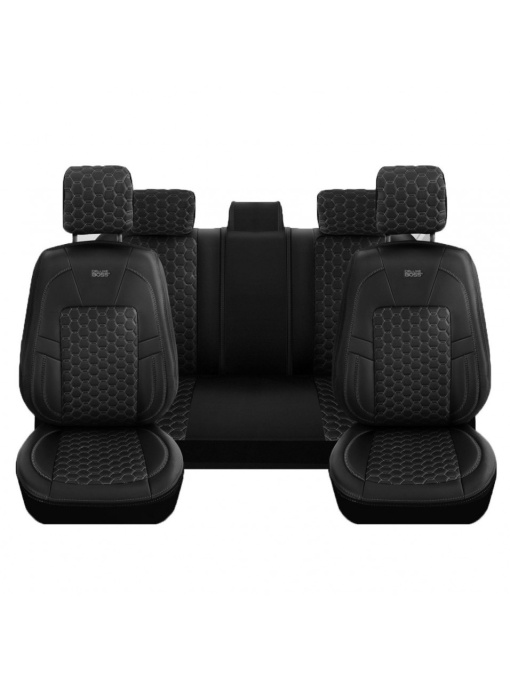 Set huse piele ecologica pentru scaune, compatibile Dacia Duster II 2018->, Negru