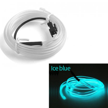 Fir Neon Auto "EL Wire" culoare Albastru Turcoaz, lungime 1M, alimentare 12V, droser inclus