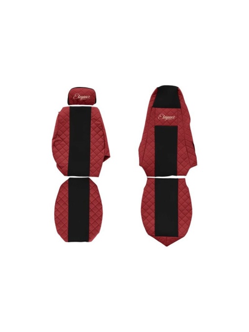Set 2 huse scaun camion F-Core, Piele-ECO, pentru SCANIA P,G,R,T, Rosu/ Negru, tetiera pasager ajustabila