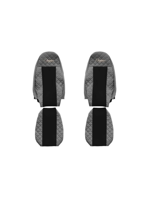 Set 2 huse scaun camion F-Core, Piele-ECO, pentru VOLVO FH, FH 16, FH 16 II, FH II, FM, Gri/Negru