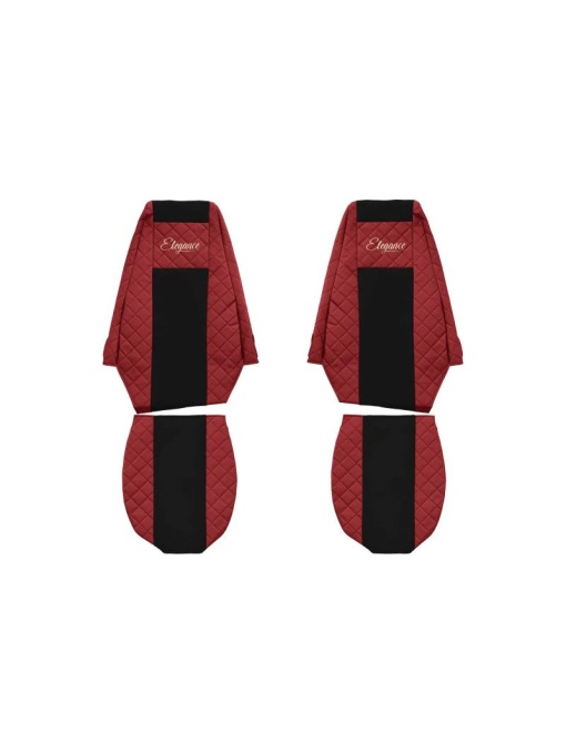 Set 2 huse scaun camion F-Core, Piele-ECO, pentru RENAULT MAGNUM, Rosu/ Negru