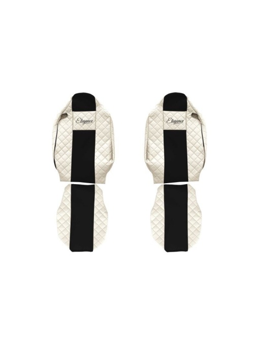 Set 2 huse scaun camion F-Core, Piele-ECO, pentru Renault T, Bej/ Negru