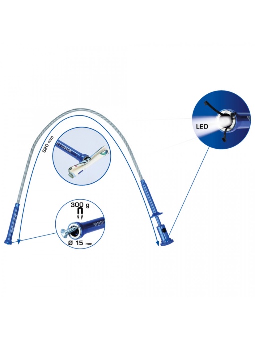 Recuperator Magnetic Rigid Cu Led Si Gheara, 620Mm 300Gr-Brilliant Tools - Bt115908