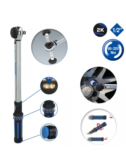 Cheie Dinamometrica 1/2 60-320Nm Cu Cap Rotativ Tip Clichet Detasabil - Briiliant - Bt141902