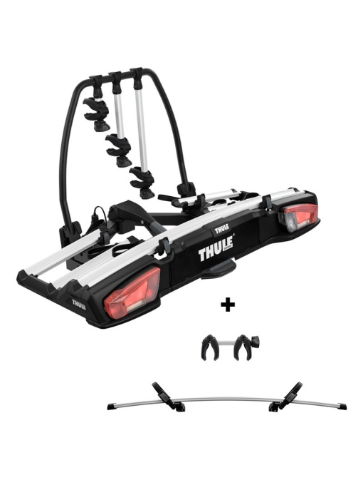 Pachet promo: Suport pentru 3 biciclete Thule VeloSpace XT3, prindere pe carligul de remorcare , 13 pini + Adaptor pentru bicicleta suplimentara Thule 9381 , compatibil cu modelele VeloSpace XT