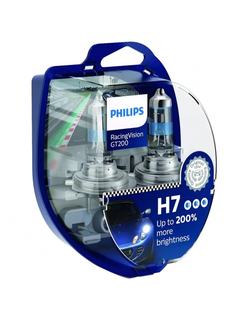 Set 2 Becuri auto PHILIPS Racing Vision GT200 H7 12V 55W PX26D