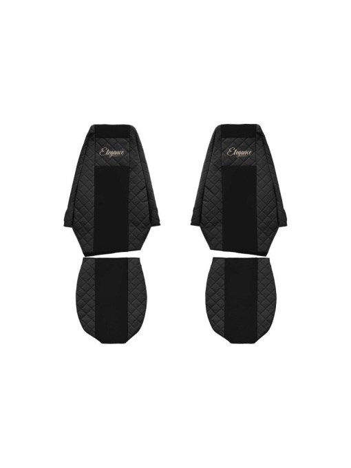 Set 2 huse scaun camion F-Core, Piele-ECO, pentru RENAULT MAGNUM, Negru