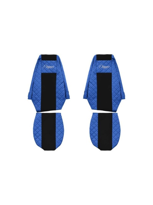 Set 2 huse scaun camion F-Core, Piele-ECO, pentru RENAULT MAGNUM, Albastru/ Negru