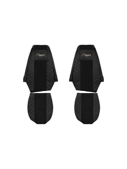Set 2 huse scaun camion F-Core, Piele-ECO, pentru RENAULT PREMIUM, Negru