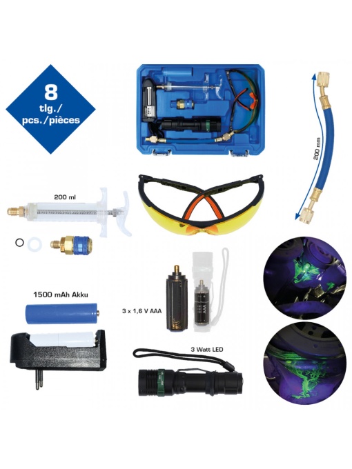 SET LAMPI UV DE BUZUNAR PTR DETECTAREA SCURGERILOR, 8 PCS-BRILLIANT TOOLS - BT611020