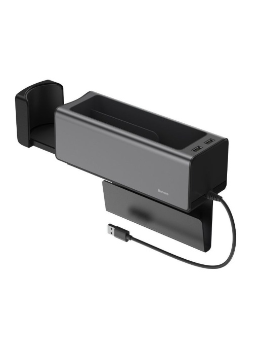 Organizator auto cu 2 porturi USB si suport pahar Baseus Negru