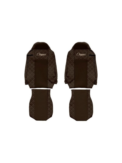 Set 2 huse scaun camion F-Core, Piele-ECO, pentru IVECO STRALIS, Maro