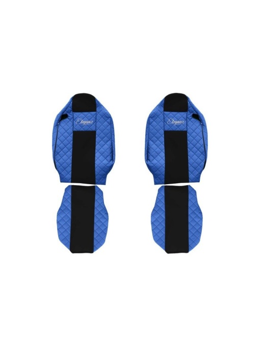 Set 2 huse scaun camion F-Core, Piele-ECO, pentru Renault T, Albastru/ Negru