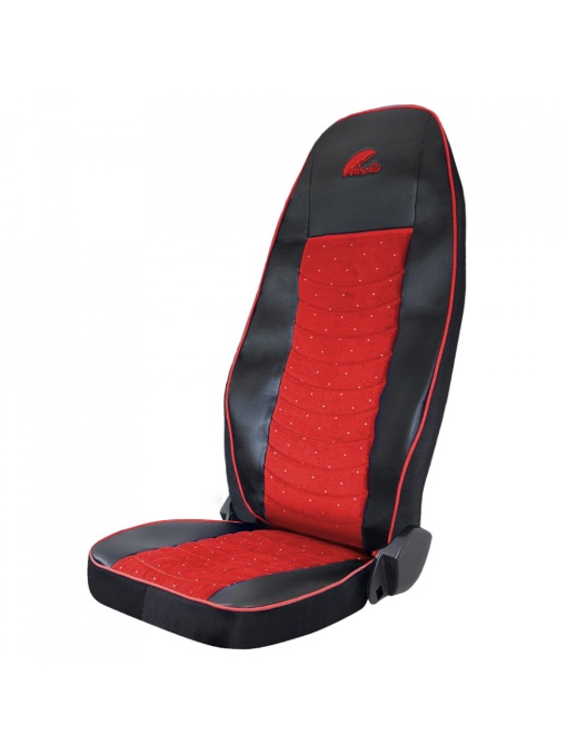 Set huse scaun UMBRELLA pentru VOLVO EURO 5 ECO LEATHER + VELVET RED+BLACK