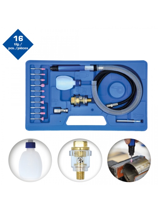 Set Polizoare Cu Stift Cu Aer Comprimat, 16 Piese-Brilliant Tools - Bt160710