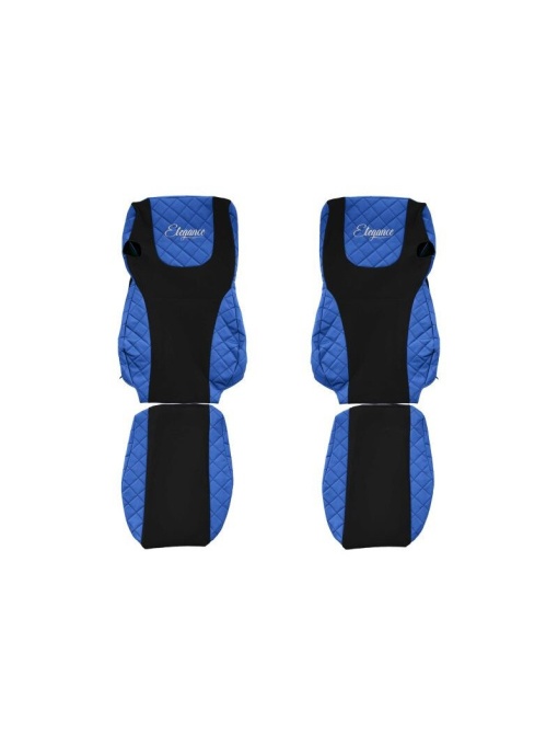Set 2 huse scaun camion F-Core, Piele-ECO, pentru DAF XF 105, XF 106, Albastru/Negru