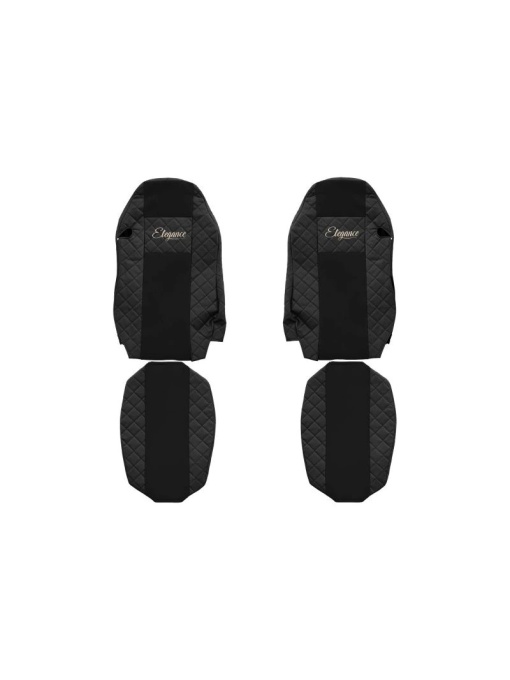 Set 2 huse scaun camion F-Core, Piele-ECO, pentru MAN TGX, Negru, Scaun sofer standard
