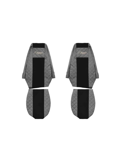 Set 2 huse scaun camion F-Core, Piele-ECO, pentru RENAULT MAGNUM, Gri/ Negru