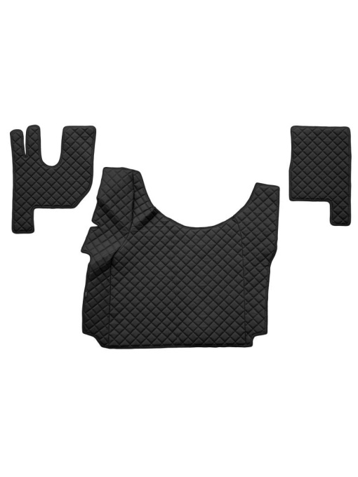 Set 3 covorase camion F-Core, Piele-ECO, pentru Renault T, tunel inalt, Negru