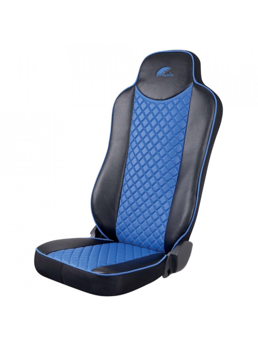 Set huse scaun UMBRELLA pentru MERCEDES ACTROS EURO 5 1844 MP2 MP3 MP4 ECO LEATHER BLACK+BLUE