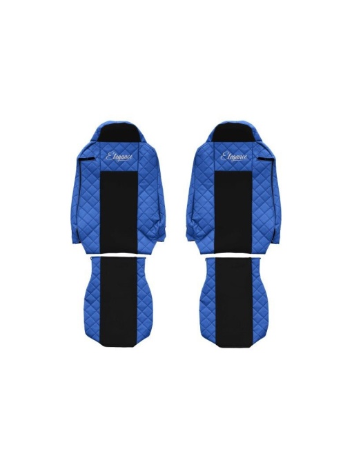 Set 2 huse scaun camion F-Core, Piele-ECO, pentru IVECO STRALIS, Albastru/ Negru