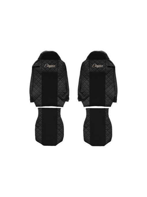 Set 2 huse scaun camion F-Core, Piele-ECO, pentru IVECO STRALIS, Negru