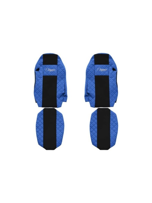 Set 2 huse scaun camion F-Core, Piele-ECO, pentru MAN TGX, Albastru/ Negru, Scaun sofer standard