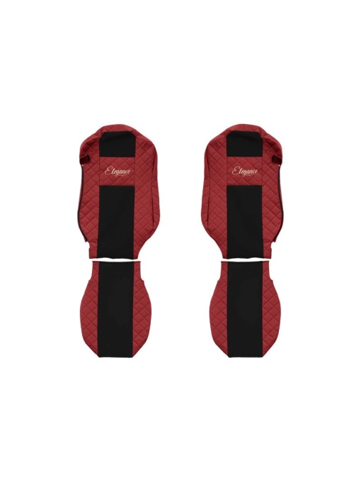 Set 2 huse scaun camion F-Core, Piele-ECO, pentru MERCEDES ACTROS MP4 / MP5, Rosu/ Negru, scaune standard