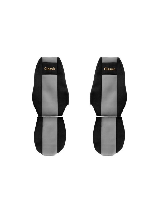 Set 2 huse scaun camion F-Core, Textil, pentru RENAULT MAGNUM, Gri/ Negru