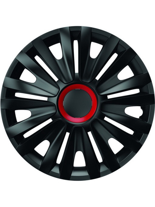 Set Capace Roti 15` Negre Cu Inel Rosu Royal