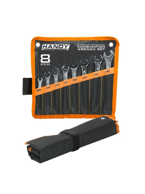 Set de 8 chei combinate (fix+inelar) in husa din mat. plastic