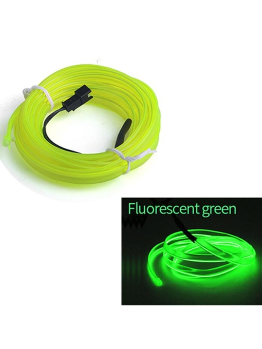 Fir Neon Auto "EL Wire" culoare Verde Fluorescent, lungime 5M, alimentare 12V, droser inclus