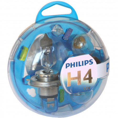 Kit rezerva bec auto cu halogen Philips H4, 12V
