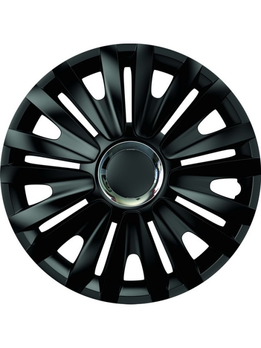 Set Capace Roti 16` Negre Cu Inel Cromat Royal