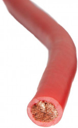 Cablu alimentare50 mm² Cablu de alimentare de înaltă performanță Cablu de alimentare de 50 mm² roșu,design "soft-touch" extrem de flexibil roșu-mat-transparent 99.9% cupru de înaltă calitate fără oxigen 0.15mm OFC Au ROLA