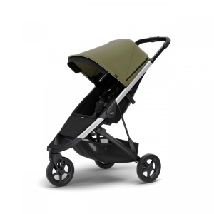 Carucior Thule Spring cu cadru argintiu + Copertina Thule Canopy OLIVE