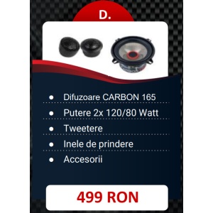 Pachet Difuzoare Audio System Component CARBON 165 pentru usile din fata