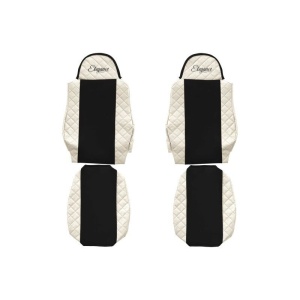 Set 2 huse scaun camion F-Core, Piele-ECO, pentru MAN TGA, TGL, TGM, Bej/Negru