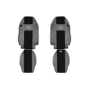 Set 2 huse scaun camion F-Core, Piele-ECO, pentru MERCEDES ACTROS MP2 / MP3, Gri/ Negru, 2002