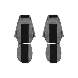 Set 2 huse scaun camion F-Core, Piele-ECO, pentru RENAULT PREMIUM, Gri/ Negru