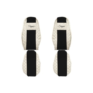 Set 2 huse scaun camion F-Core, Piele-ECO, pentru VOLVO FH 16 II, Bej/Negru